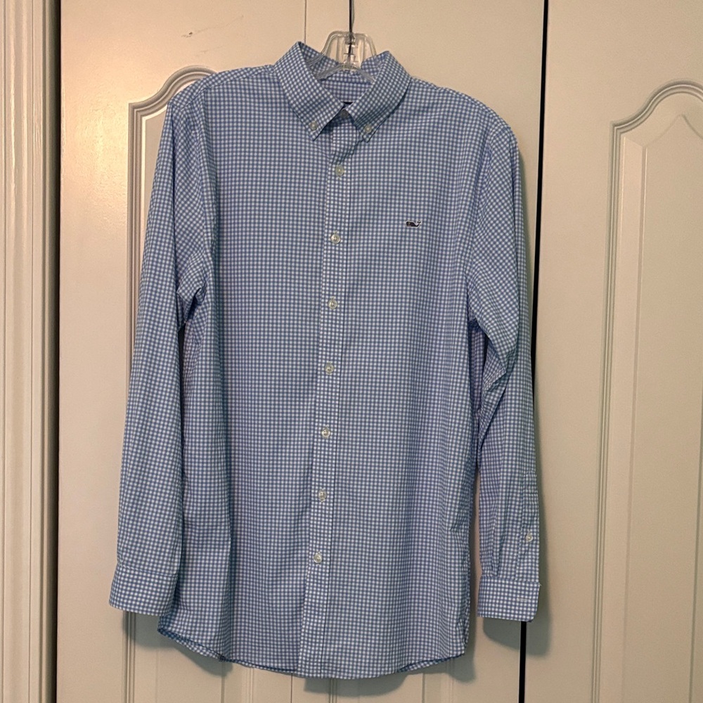 Vineyard vines Men's Blue Checkered Button Up Shirt XL